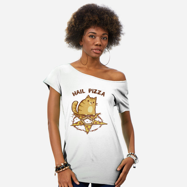 Hail Pizza-Womens-Off Shoulder-Tee-kg07