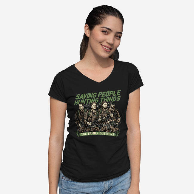 The Family Business-Womens-V-Neck-Tee-momma_gorilla