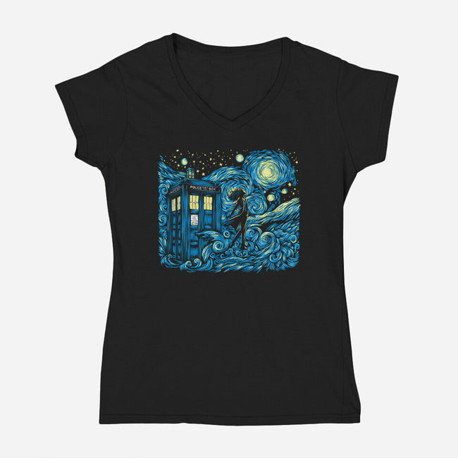 Dreams Of Time And Space-Womens-V-Neck-Tee-DrMonekers