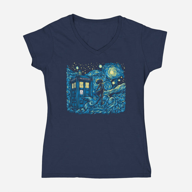 Dreams Of Time And Space-Womens-V-Neck-Tee-DrMonekers