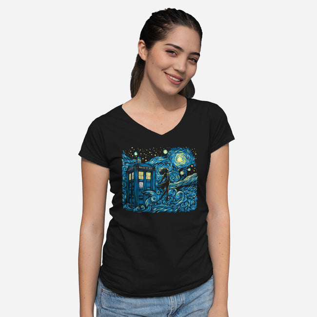 Dreams Of Time And Space-Womens-V-Neck-Tee-DrMonekers