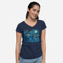 Dreams Of Time And Space-Womens-V-Neck-Tee-DrMonekers