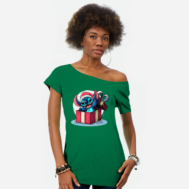 Alien Surprise-Womens-Off Shoulder-Tee-fanfreak1