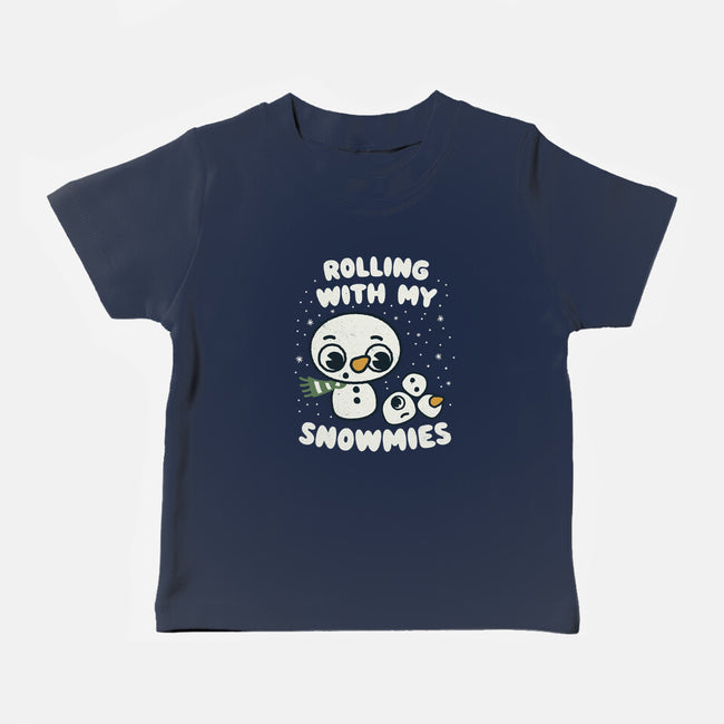 Rolling With My Snowmies-Baby-Basic-Tee-Weird & Punderful