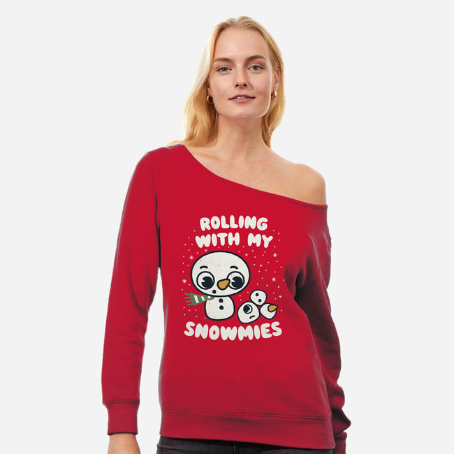 Rolling With My Snowmies-Womens-Off Shoulder-Sweatshirt-Weird & Punderful