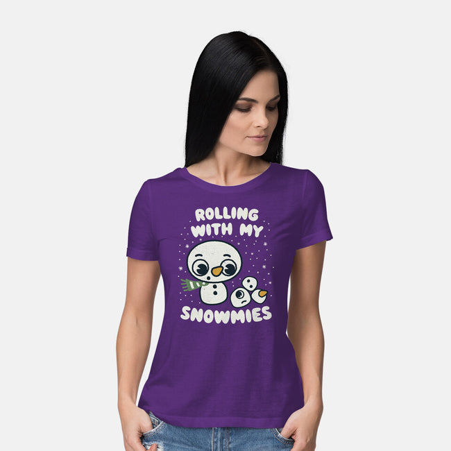 Rolling With My Snowmies-Womens-Basic-Tee-Weird & Punderful