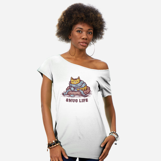 Living The Snug Life-Womens-Off Shoulder-Tee-kg07