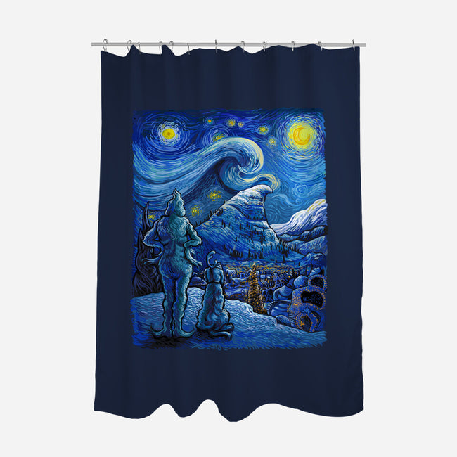 Starry Crumpit-None-Polyester-Shower Curtain-daobiwan