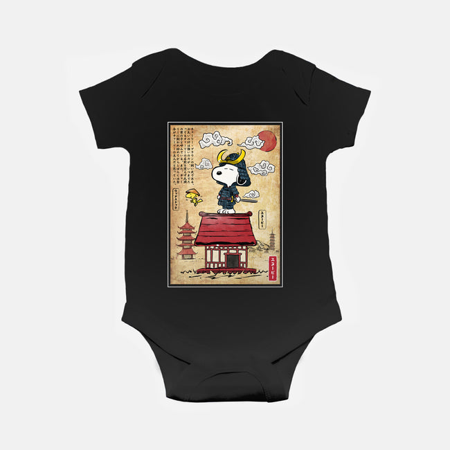 Beagle Samurai In Japan-Baby-Basic-Onesie-DrMonekers