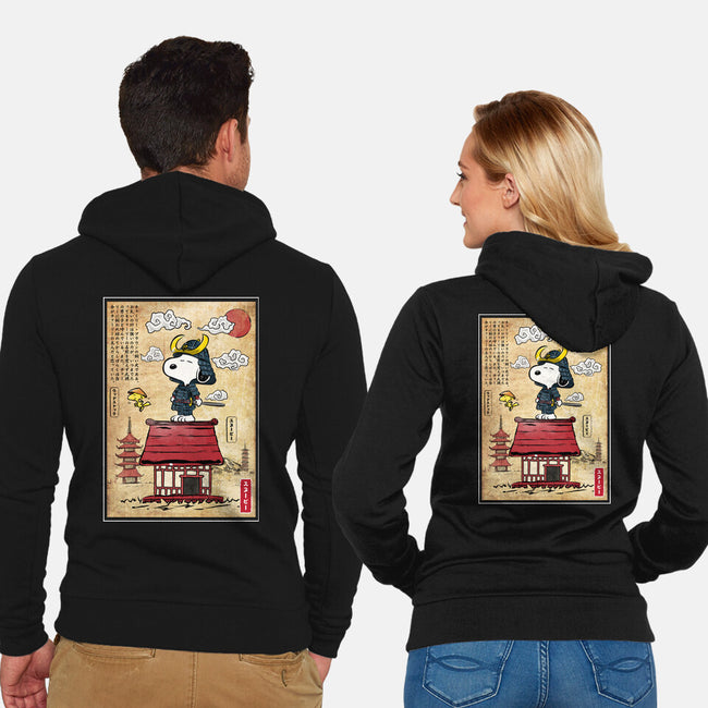 Beagle Samurai In Japan-Unisex-Zip-Up-Sweatshirt-DrMonekers