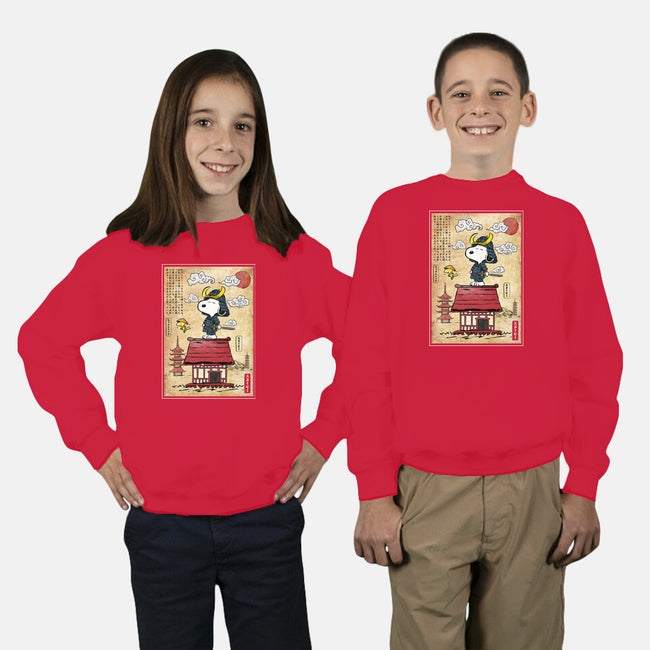 Beagle Samurai In Japan-Youth-Crew Neck-Sweatshirt-DrMonekers