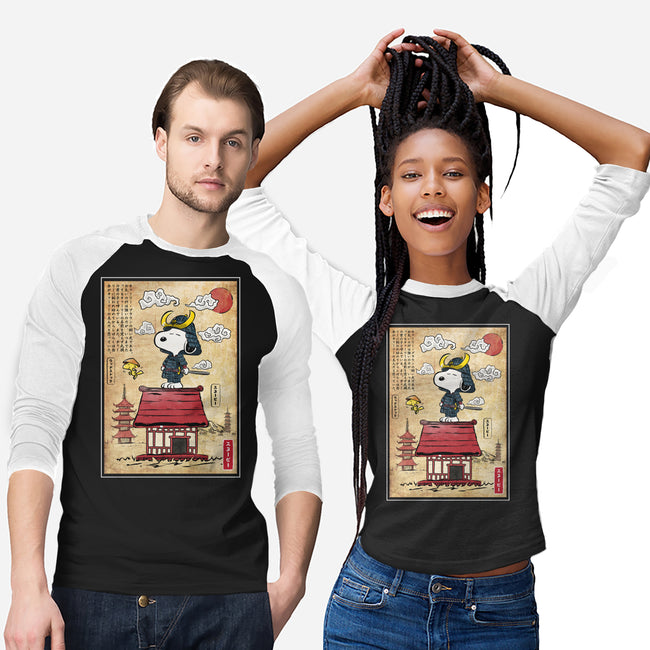 Beagle Samurai In Japan-Unisex-Baseball-Tee-DrMonekers