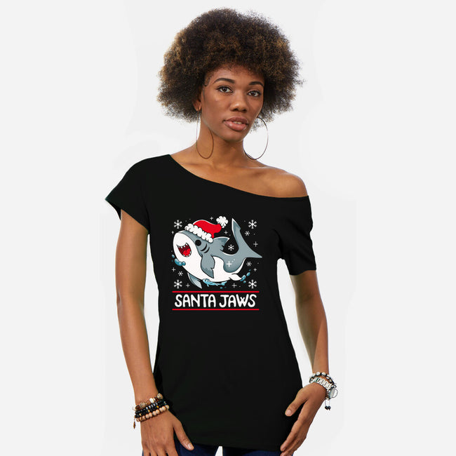 Santa Jaws-Womens-Off Shoulder-Tee-Vallina84