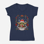 Christmas Yoda-Womens-V-Neck-Tee-JamesQJO