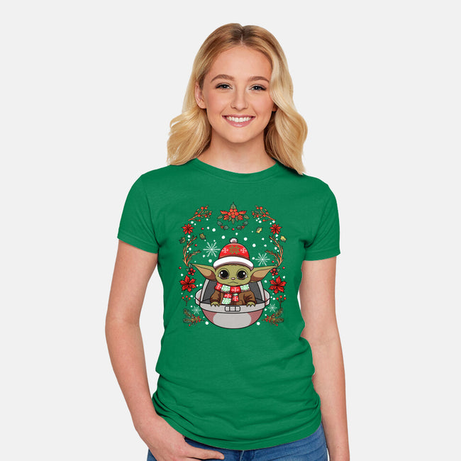 Christmas Yoda-Womens-Fitted-Tee-JamesQJO