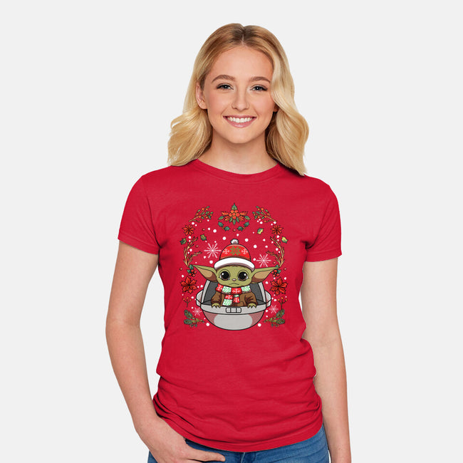 Christmas Yoda-Womens-Fitted-Tee-JamesQJO