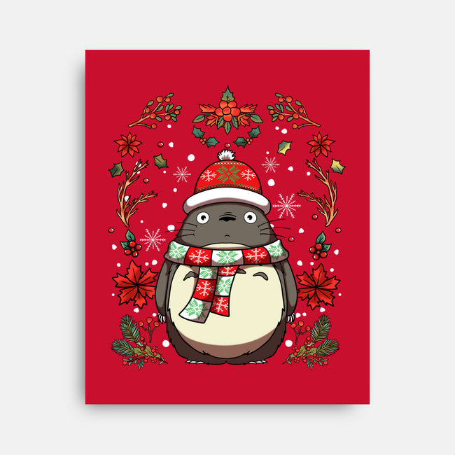 Christmas Totoro-None-Stretched-Canvas-JamesQJO