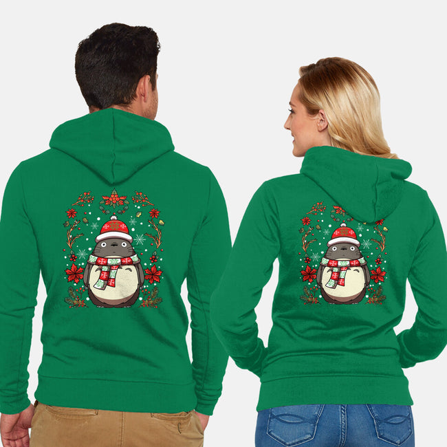 Christmas Totoro-Unisex-Zip-Up-Sweatshirt-JamesQJO