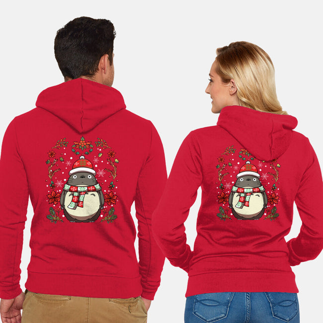 Christmas Totoro-Unisex-Zip-Up-Sweatshirt-JamesQJO