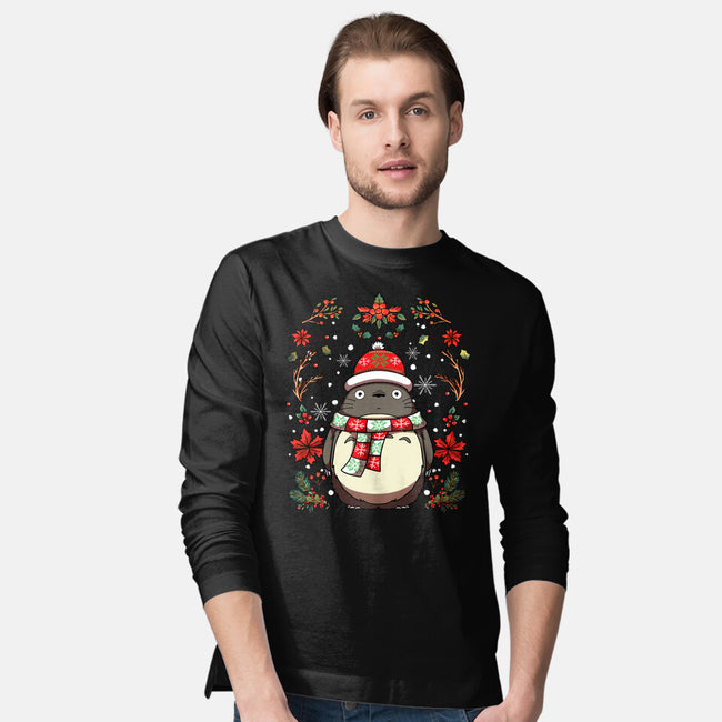 Christmas Totoro-Mens-Long Sleeved-Tee-JamesQJO