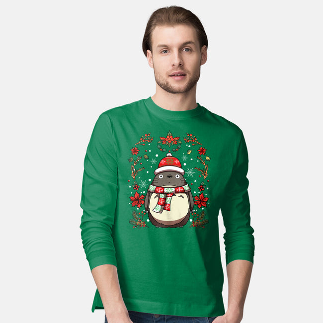 Christmas Totoro-Mens-Long Sleeved-Tee-JamesQJO