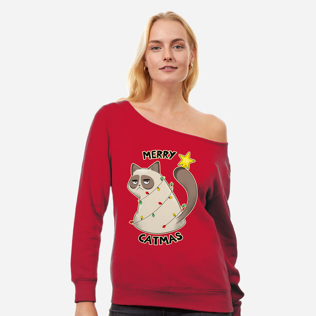 A Merry Catmas-Womens-Off Shoulder-Sweatshirt-Umberto Vicente