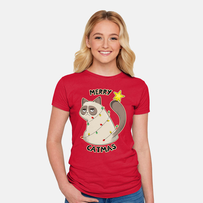 A Merry Catmas-Womens-Fitted-Tee-Umberto Vicente