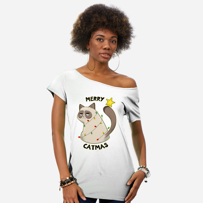 A Merry Catmas-Womens-Off Shoulder-Tee-Umberto Vicente