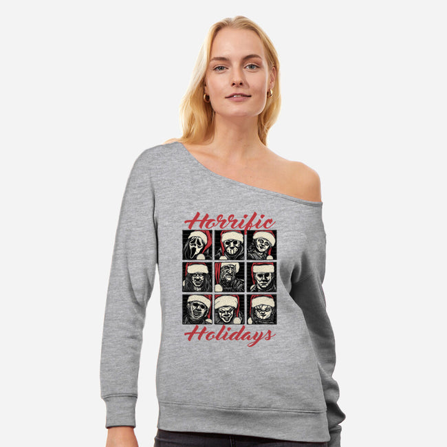 Horrific Holidays-Womens-Off Shoulder-Sweatshirt-momma_gorilla