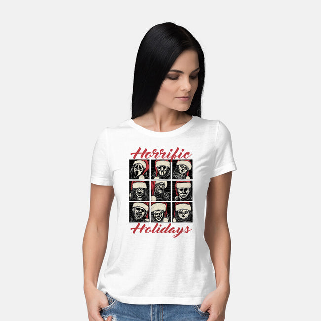 Horrific Holidays-Womens-Basic-Tee-momma_gorilla