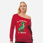 O Xmas T-Rex-Womens-Off Shoulder-Sweatshirt-Boggs Nicolas