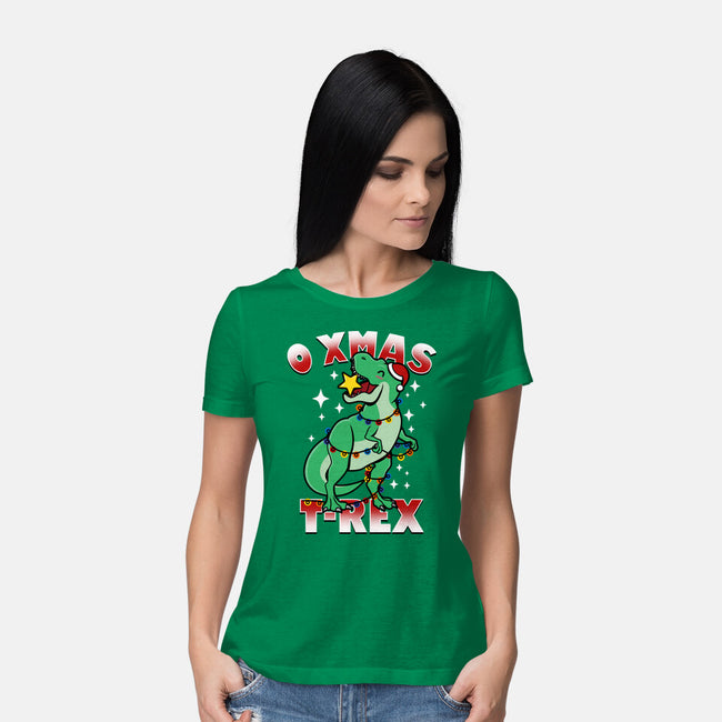 O Xmas T-Rex-Womens-Basic-Tee-Boggs Nicolas