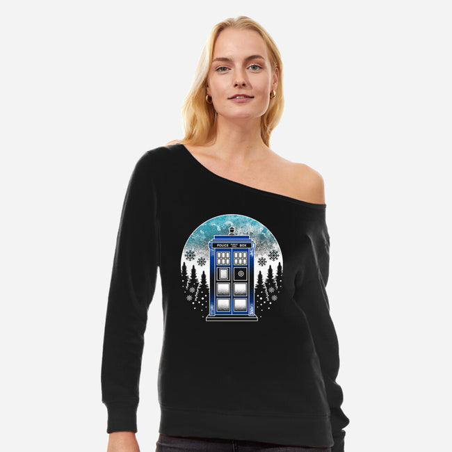 Time And Space And Snow-Womens-Off Shoulder-Sweatshirt-Logozaste