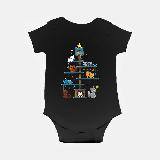 Christmas Tree House Cats-Baby-Basic-Onesie-Vallina84