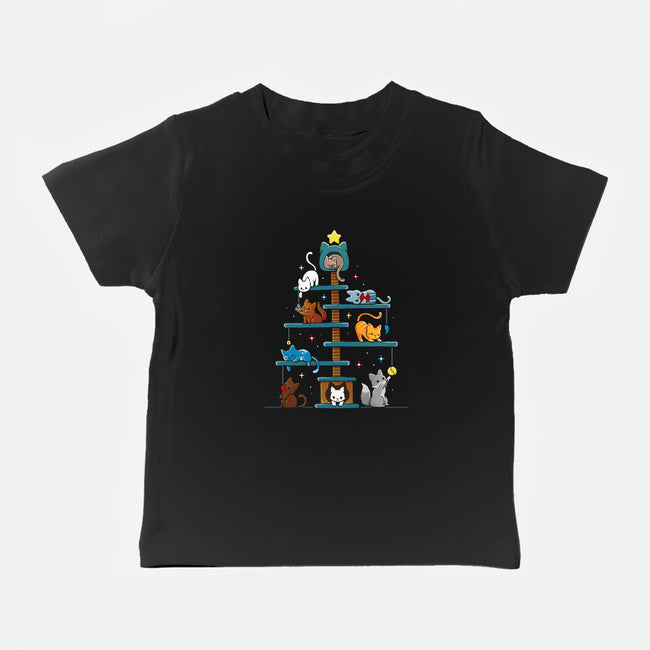 Christmas Tree House Cats-Baby-Basic-Tee-Vallina84