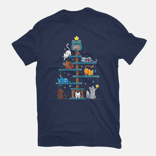 Christmas Tree House Cats-Mens-Heavyweight-Tee-Vallina84