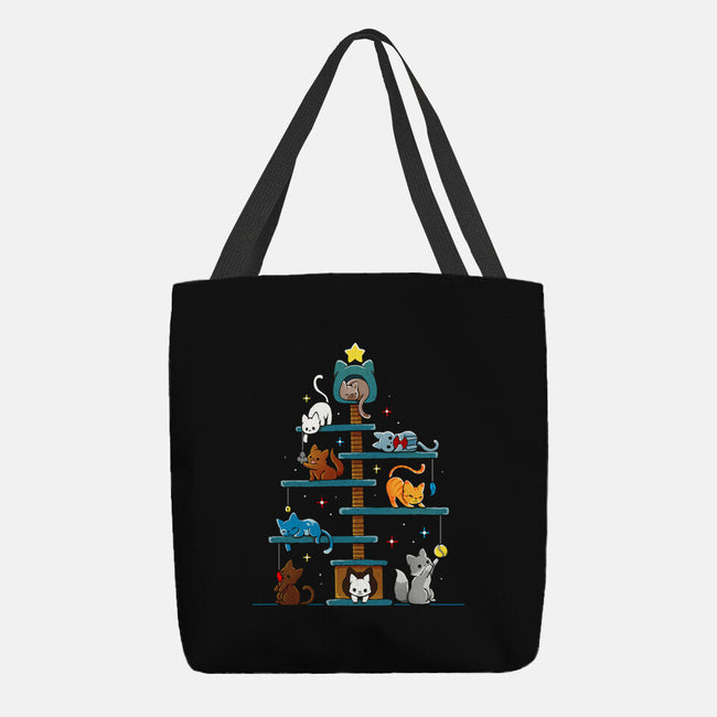 Christmas Tree House Cats-None-Basic Tote-Bag-Vallina84