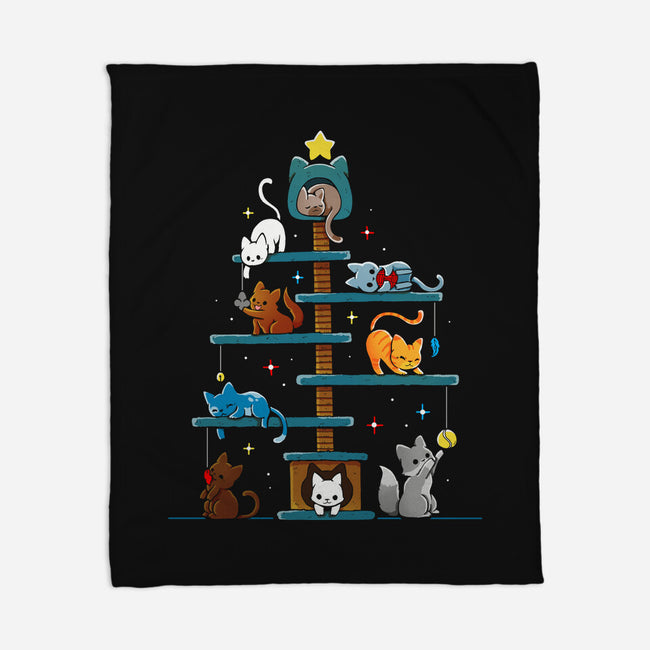 Christmas Tree House Cats-None-Fleece-Blanket-Vallina84