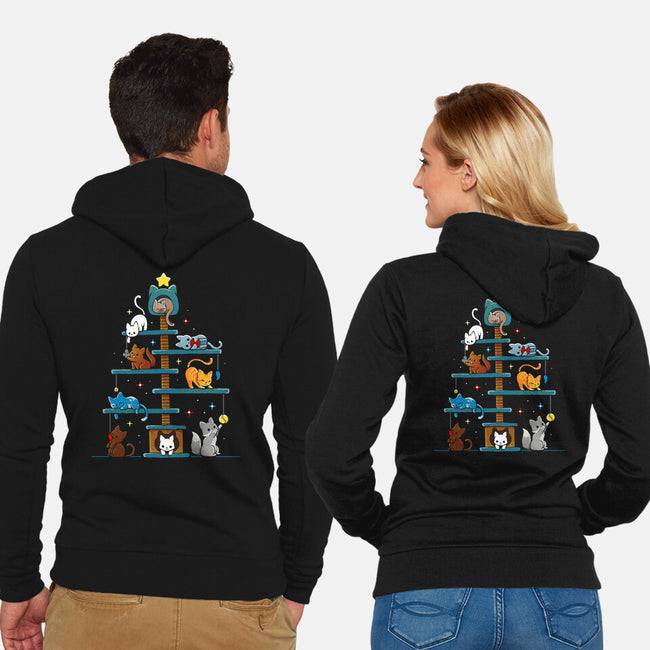 Christmas Tree House Cats-Unisex-Zip-Up-Sweatshirt-Vallina84