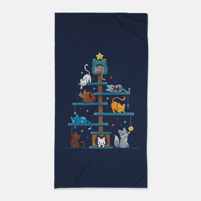 Christmas Tree House Cats-None-Beach-Towel-Vallina84