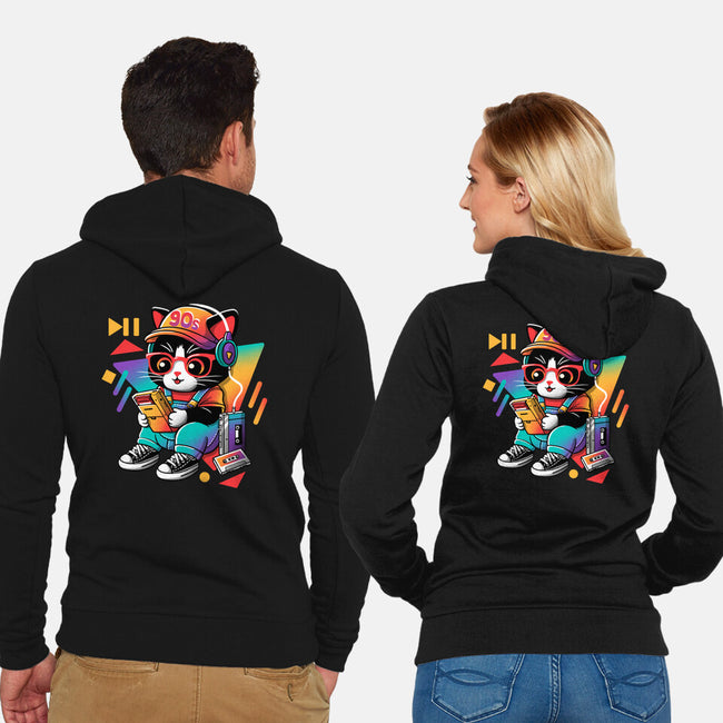 90s Cat Child-Unisex-Zip-Up-Sweatshirt-NemiMakeit