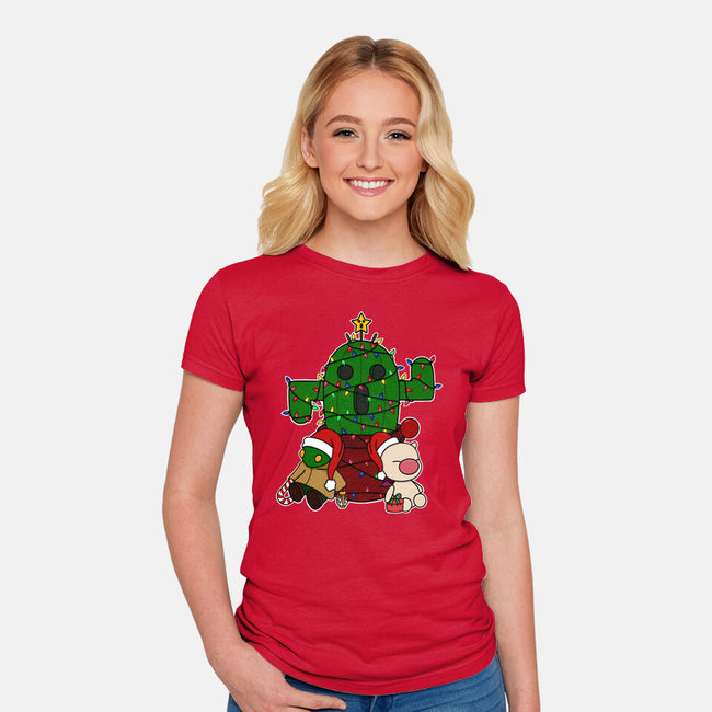 Christmas Cactuar-Womens-Fitted-Tee-Alexhefe