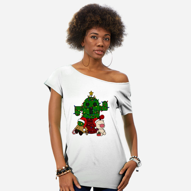 Christmas Cactuar-Womens-Off Shoulder-Tee-Alexhefe