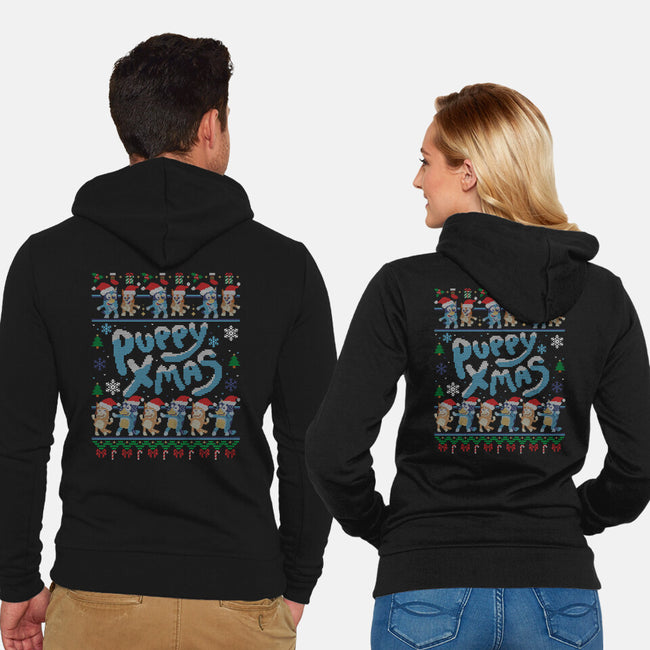 Puppy Xmas-Unisex-Zip-Up-Sweatshirt-Getsousa!