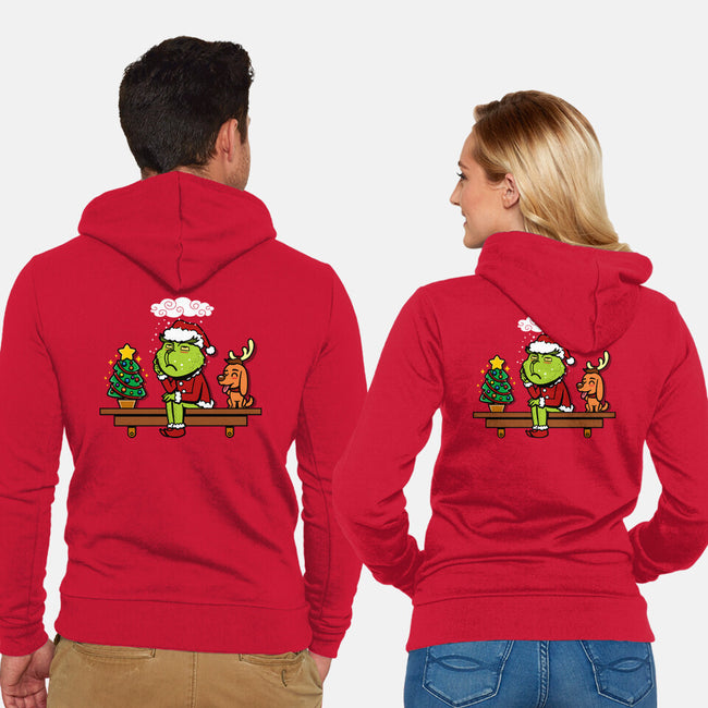 Grinch On The Shelf-Unisex-Zip-Up-Sweatshirt-Boggs Nicolas