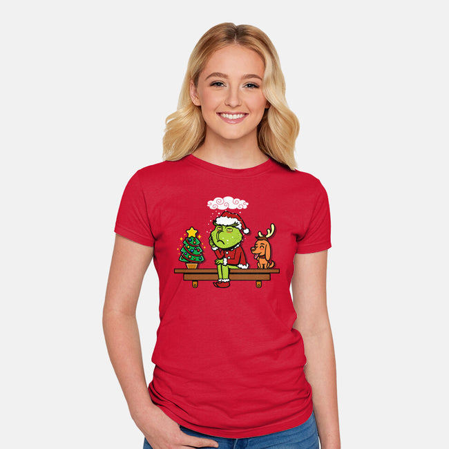 Grinch On The Shelf-Womens-Fitted-Tee-Boggs Nicolas