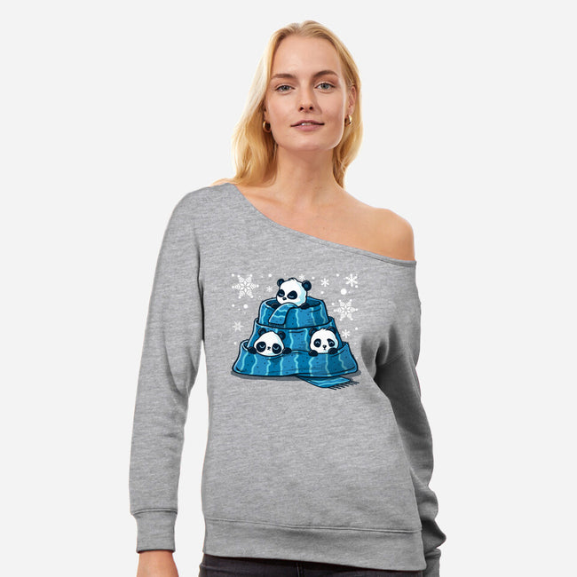 Winter Pandas-Womens-Off Shoulder-Sweatshirt-erion_designs