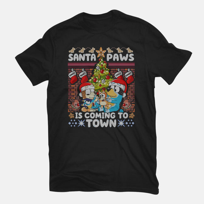 Santa Paws Is Coming-Womens-Fitted-Tee-CoD Designs