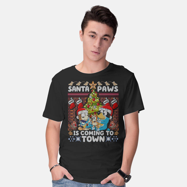 Santa Paws Is Coming-Mens-Basic-Tee-CoD Designs