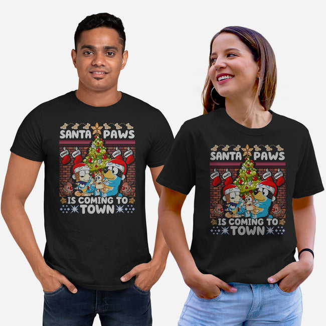 Santa Paws Is Coming-Unisex-Basic-Tee-CoD Designs